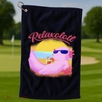 Relaxolotl Axolotl On Vacation Summer Beach Fun In The Sun Golf Towel thumb 1