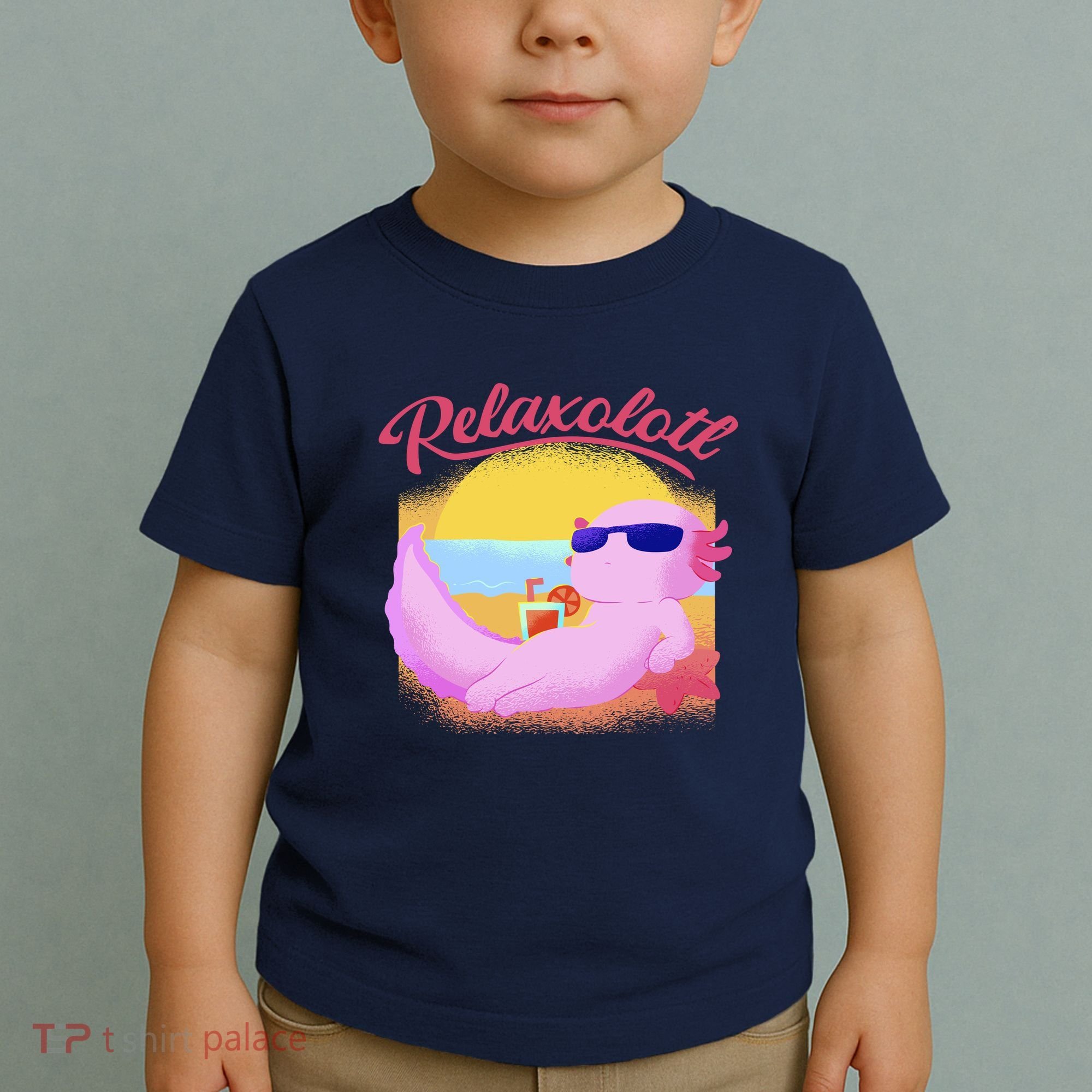 Relaxolotl Axolotl On Vacation Summer Beach Fun In The Sun Toddler T-Shirt