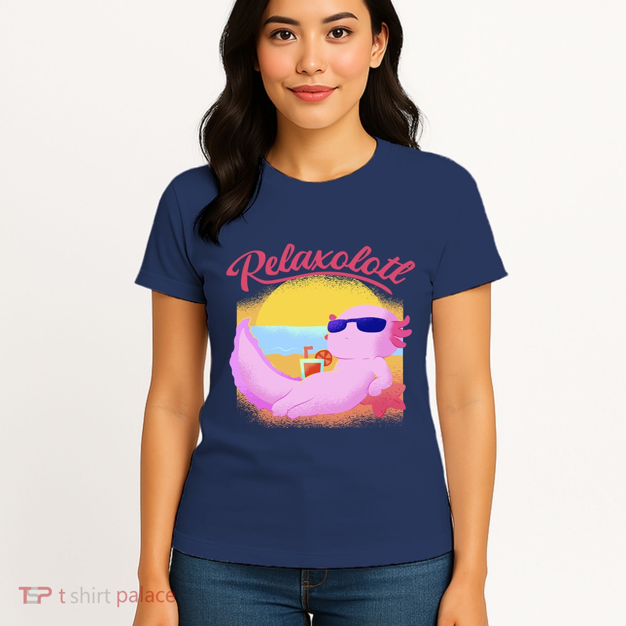 Relaxolotl Axolotl On Vacation Summer Beach Fun In The Sun Women's T-Shirt