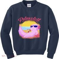 Relaxolotl Axolotl On Vacation Summer Beach Fun In The Sun Kids Sweatshirt thumb 0