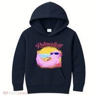 Relaxolotl Axolotl On Vacation Summer Beach Fun In The Sun Kids Hoodie thumb 0