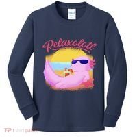 Relaxolotl Axolotl On Vacation Summer Beach Fun In The Sun Kids Long Sleeve Shirt thumb 0