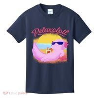 Relaxolotl Axolotl On Vacation Summer Beach Fun In The Sun Kids T-Shirt thumb 0