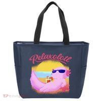 Relaxolotl Axolotl On Vacation Summer Beach Fun In The Sun Tote Bag thumb 0