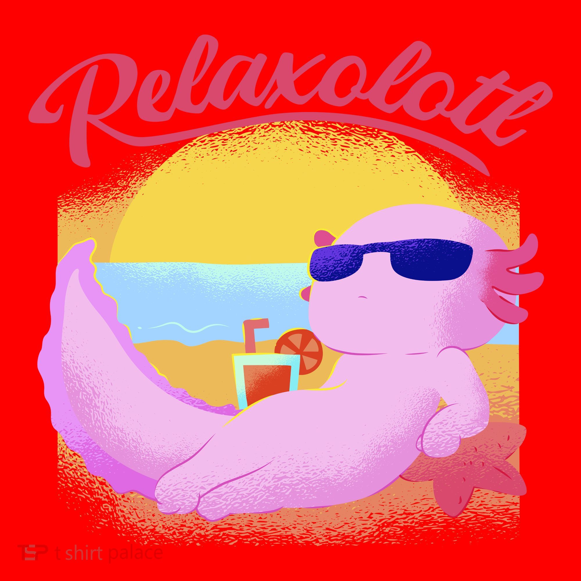 Relaxolotl Axolotl On Vacation Summer Beach Fun In The Sun Santa Hat