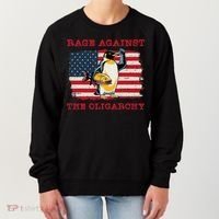 Rage Against Oligarchy Penguin Hands Off Fight Resist Women's Sweatshirt thumb 0