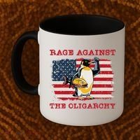 Rage Against Oligarchy Penguin Hands Off Fight Resist Coffee Mug thumb 2
