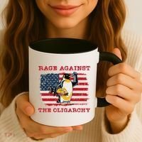 Rage Against Oligarchy Penguin Hands Off Fight Resist Coffee Mug thumb 3
