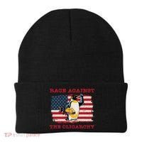 Rage Against Oligarchy Penguin Hands Off Fight Resist Beanie thumb 0