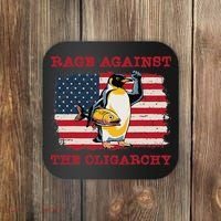 Rage Against Oligarchy Penguin Hands Off Fight Resist Coaster thumb 0