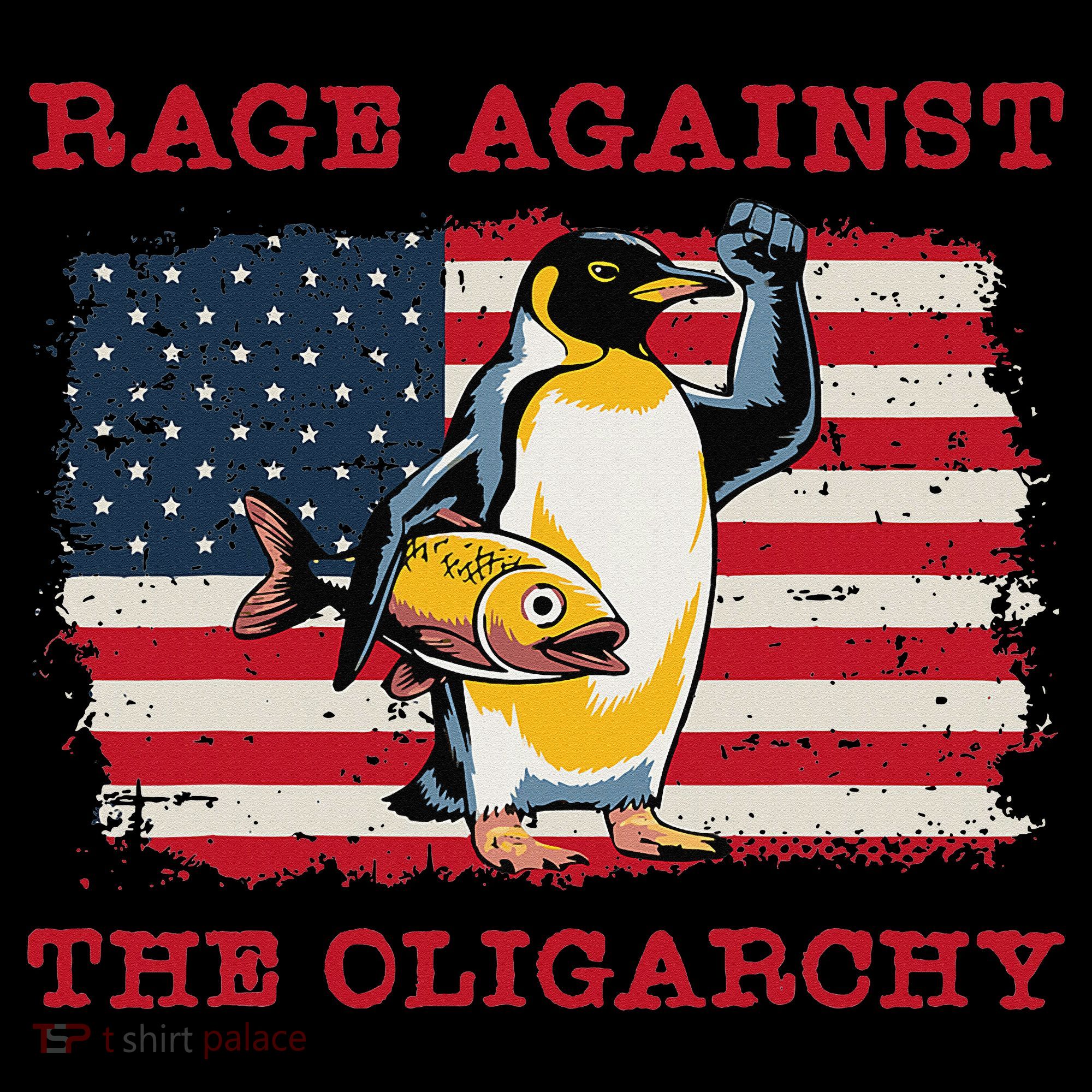 Rage Against Oligarchy Penguin Hands Off Fight Resist Coaster