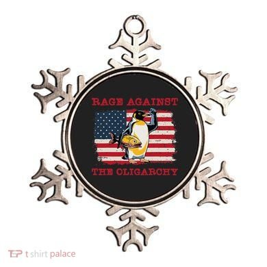 Rage Against Oligarchy Penguin Hands Off Fight Resist Ornament