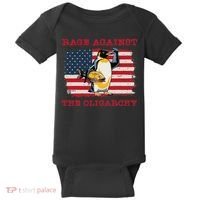 Rage Against Oligarchy Penguin Hands Off Fight Resist Baby Bodysuit thumb 0