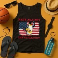 Rage Against Oligarchy Penguin Hands Off Fight Resist Tank Top thumb 4