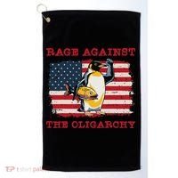 Rage Against Oligarchy Penguin Hands Off Fight Resist Golf Towel thumb 0