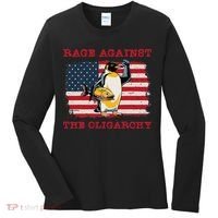 Rage Against Oligarchy Penguin Hands Off Fight Resist Women's Long Sleeve Shirt thumb 0