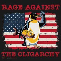Rage Against Oligarchy Penguin Hands Off Fight Resist Kids Sweatshirt thumb 2