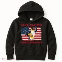 Rage Against Oligarchy Penguin Hands Off Fight Resist Kids Hoodie thumb 0