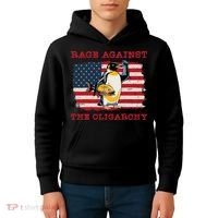 Rage Against Oligarchy Penguin Hands Off Fight Resist Kids Hoodie thumb 4