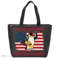 Rage Against Oligarchy Penguin Hands Off Fight Resist Tote Bag thumb 0