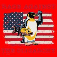 Rage Against Oligarchy Penguin Hands Off Fight Resist Santa Hat thumb 1