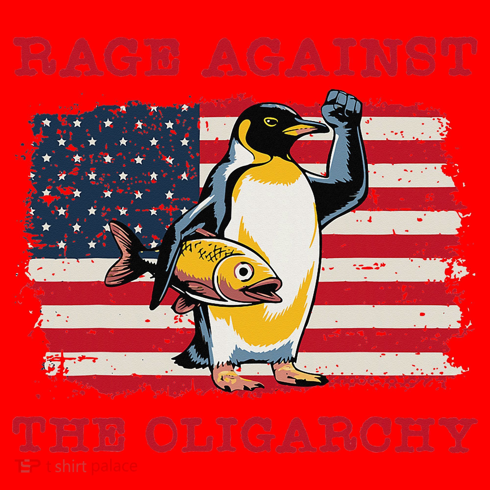 Rage Against Oligarchy Penguin Hands Off Fight Resist Santa Hat