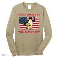 Rage Against Oligarchy Penguin Hands Off Fight Resist Long Sleeve Shirt thumb 0