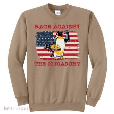 Rage Against Oligarchy Penguin Hands Off Fight Resist Sweatshirt