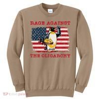 Rage Against Oligarchy Penguin Hands Off Fight Resist Sweatshirt thumb 0