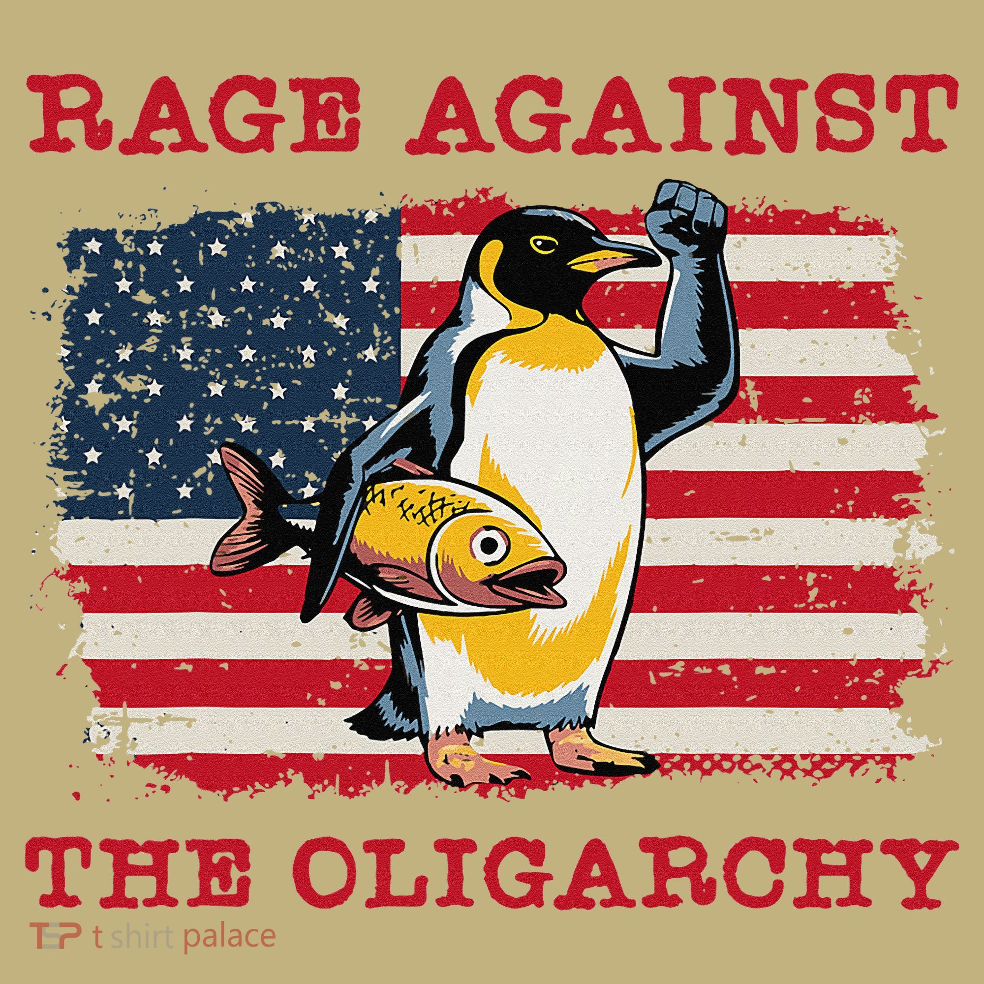 Rage Against Oligarchy Penguin Hands Off Fight Resist Sweatshirt