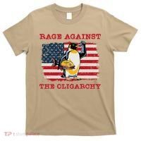 Rage Against Oligarchy Penguin Hands Off Fight Resist T-Shirt thumb 0