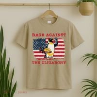 Rage Against Oligarchy Penguin Hands Off Fight Resist T-Shirt thumb 2