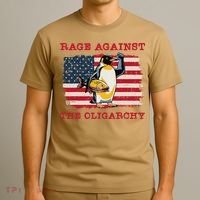 Rage Against Oligarchy Penguin Hands Off Fight Resist T-Shirt thumb 3