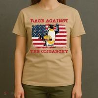 Rage Against Oligarchy Penguin Hands Off Fight Resist T-Shirt thumb 4