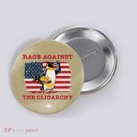 Rage Against Oligarchy Penguin Hands Off Fight Resist Button thumb 0