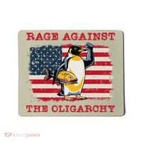 Rage Against Oligarchy Penguin Hands Off Fight Resist Mousepad thumb 0