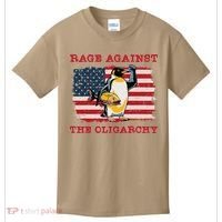 Rage Against Oligarchy Penguin Hands Off Fight Resist Kids T-Shirt thumb 0
