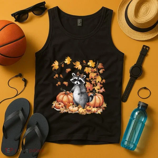 Raccoon And Pumpkin Spice Lovers Tank Top