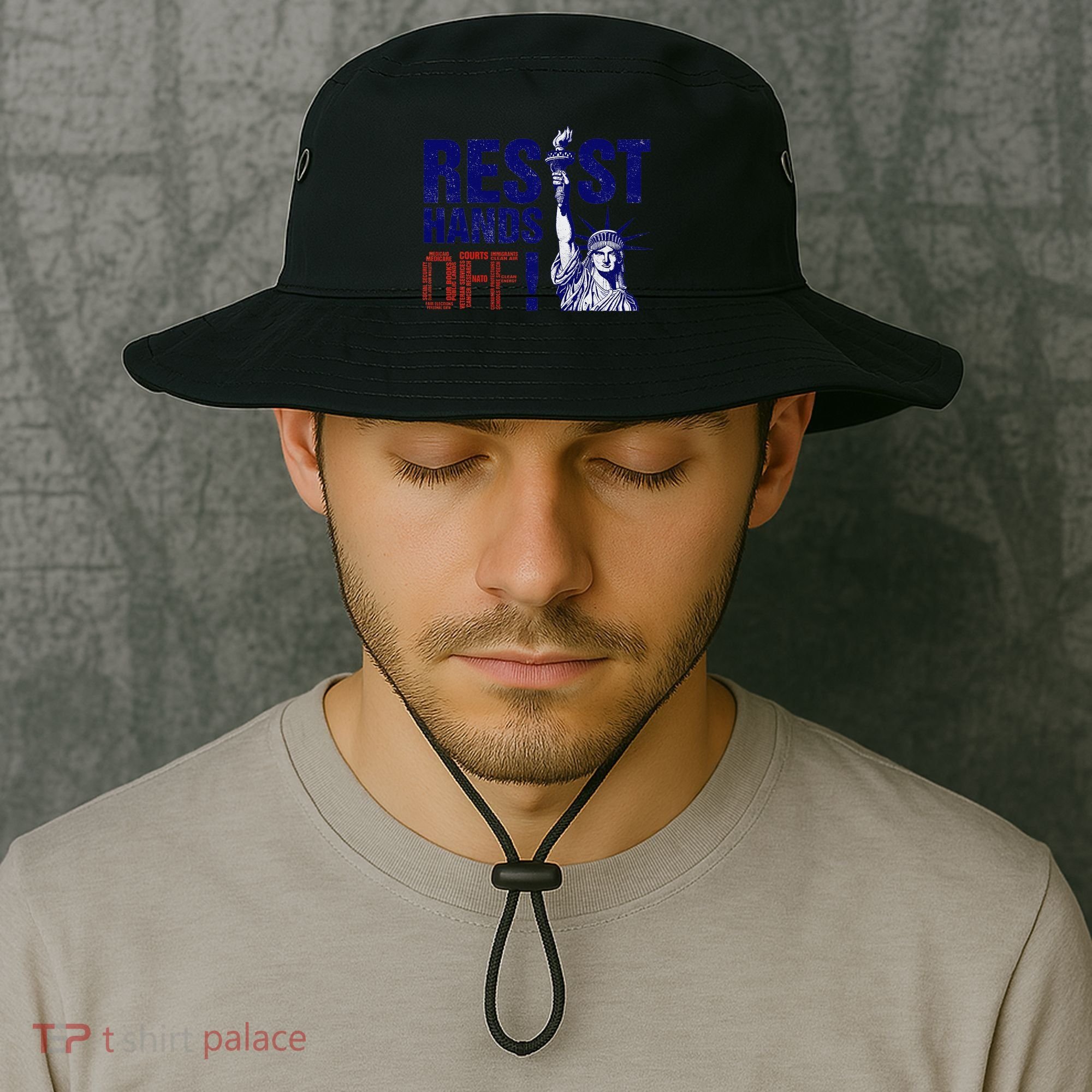 Resist And Protest Hands Off Statue Of Liberty Bucket Hat