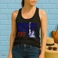 Resist And Protest Hands Off Statue Of Liberty Women's Tank Top thumb 2