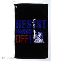 Resist And Protest Hands Off Statue Of Liberty Golf Towel thumb 0