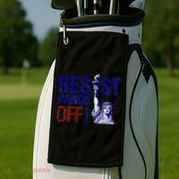 Resist And Protest Hands Off Statue Of Liberty Golf Towel thumb 2