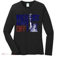 Resist And Protest Hands Off Statue Of Liberty Women's Long Sleeve Shirt thumb 0