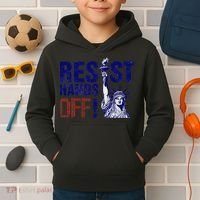 Resist And Protest Hands Off Statue Of Liberty Kids Hoodie thumb 2