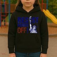 Resist And Protest Hands Off Statue Of Liberty Kids Hoodie thumb 3