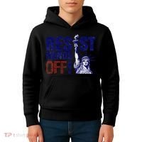 Resist And Protest Hands Off Statue Of Liberty Kids Hoodie thumb 4