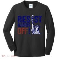 Resist And Protest Hands Off Statue Of Liberty Kids Long Sleeve Shirt thumb 0