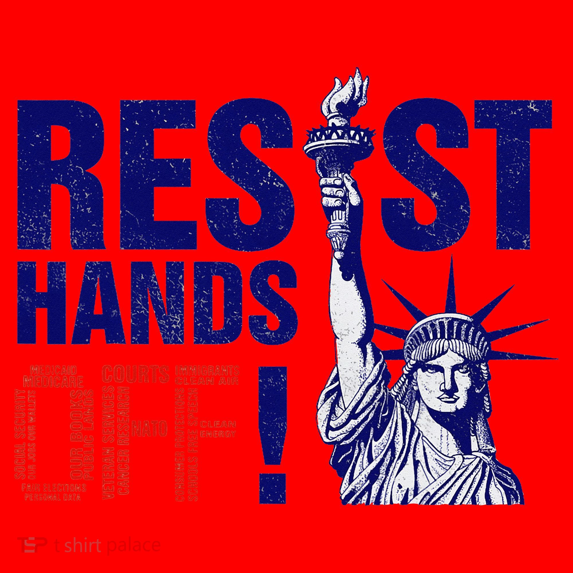 Resist And Protest Hands Off Statue Of Liberty Santa Hat