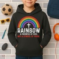 Rainbow A Promise Of God Not A Symbol Of Pride Kids Hoodie thumb 2