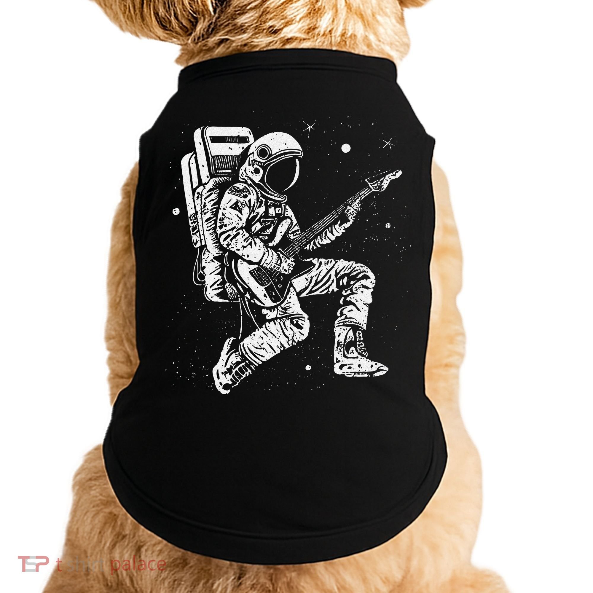 retro Astronaut playing electric guitar in space Doggie Tank